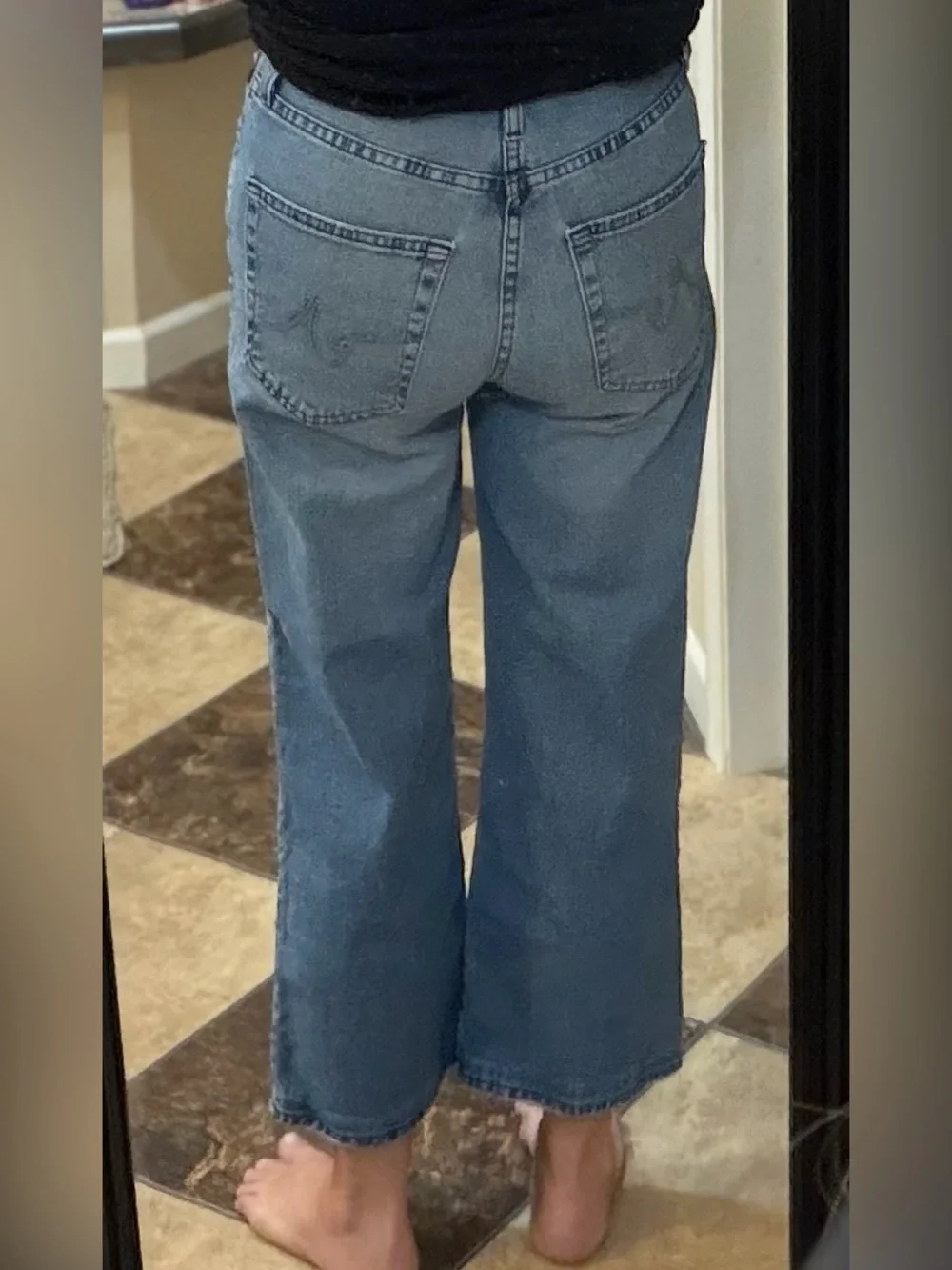 Ag Adriano Goldschmied Cropped Wide-Leg Jeans in Light Blue - Picture 2 of 11